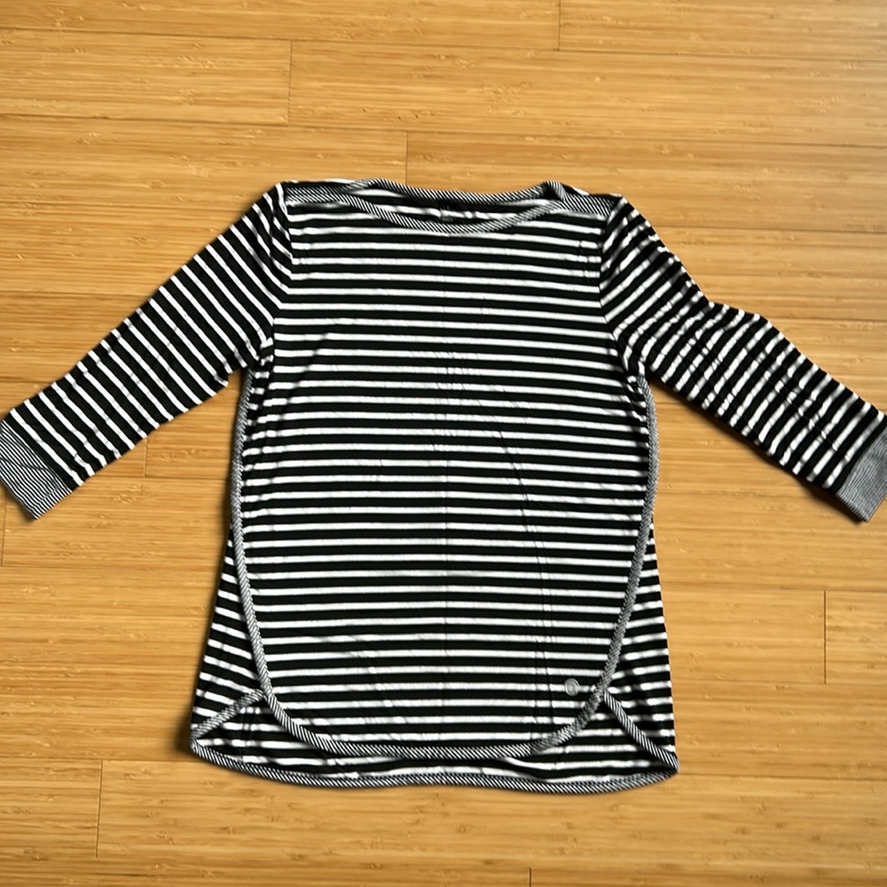 Talbots black & white striped shirt, size small